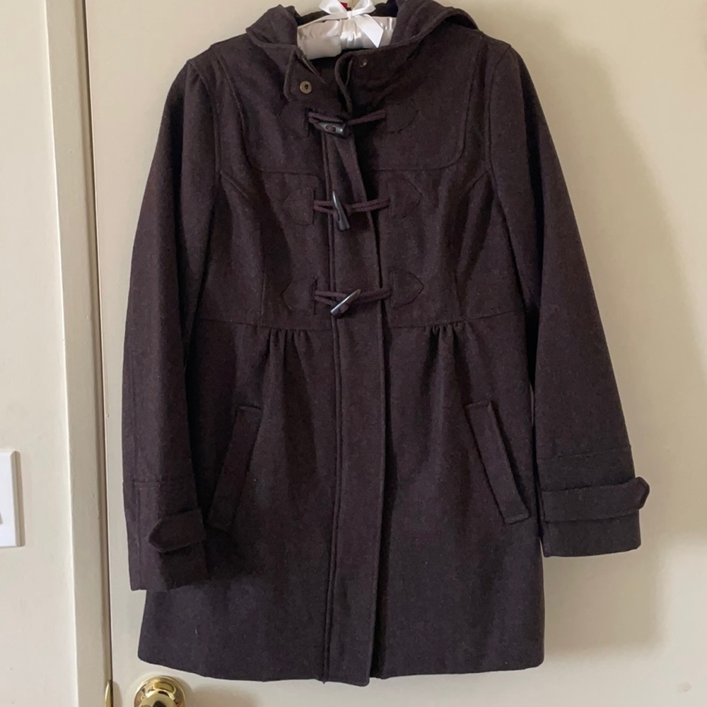 Stylish Warm Brown Pea Coat With Hoodie 12)